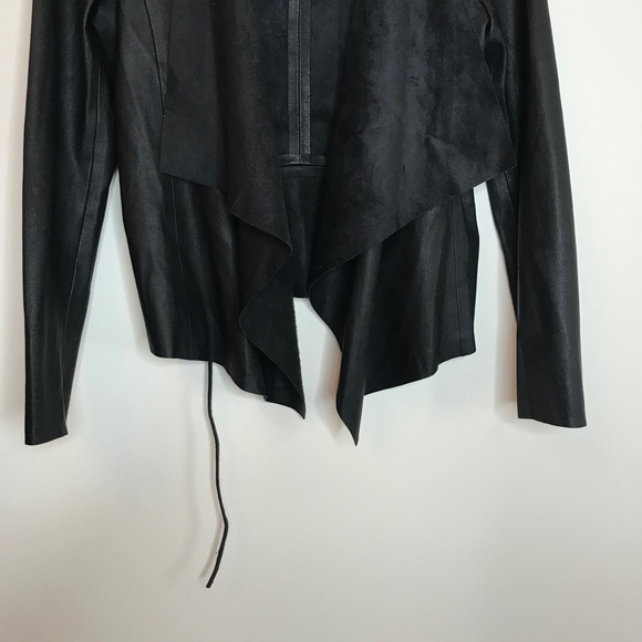Zara Faux Leather Draped Open Front Jacket - Picture 4 of 8